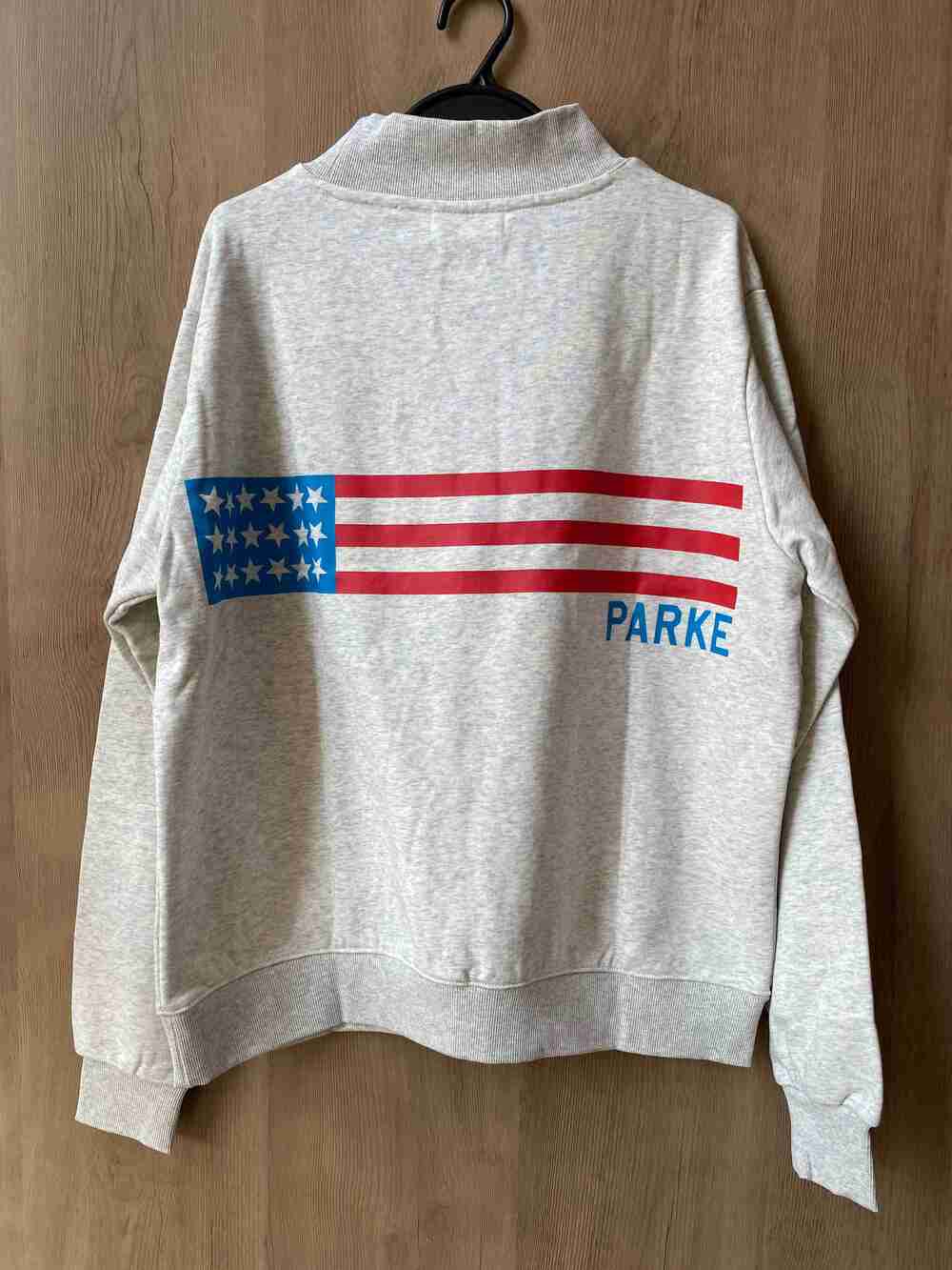 PARKE Americana Flag Print Mock Neck Sweatshirt